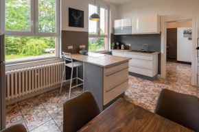Bett im Bahnhof Ferienwohnung Kastanienblüte